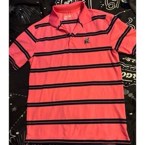 Nike Golf Dri-FIT Tour Performance Men's Hot Pink/Black Striped‎ Golf Polo, L